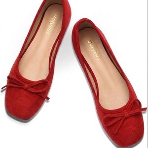 Volyxus Women's Ballet Flats Cap Toe Bow Flats Two Tone Slip On Flats